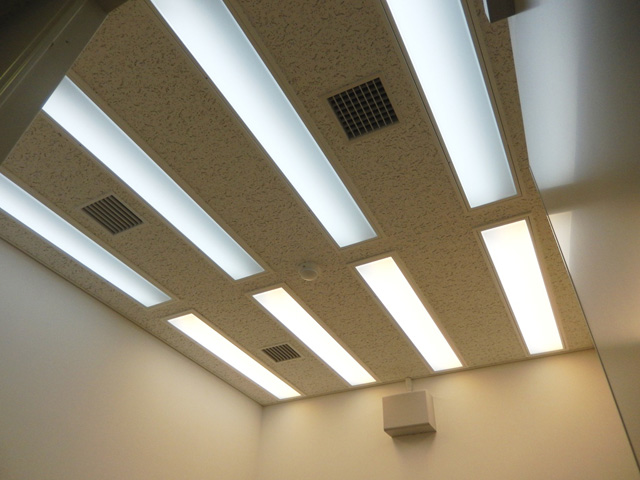 The lighting control system installed in the ceiling.